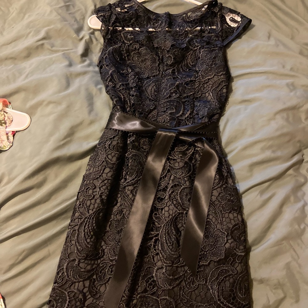 Adrianna Papell lace dress with ribbon belt
